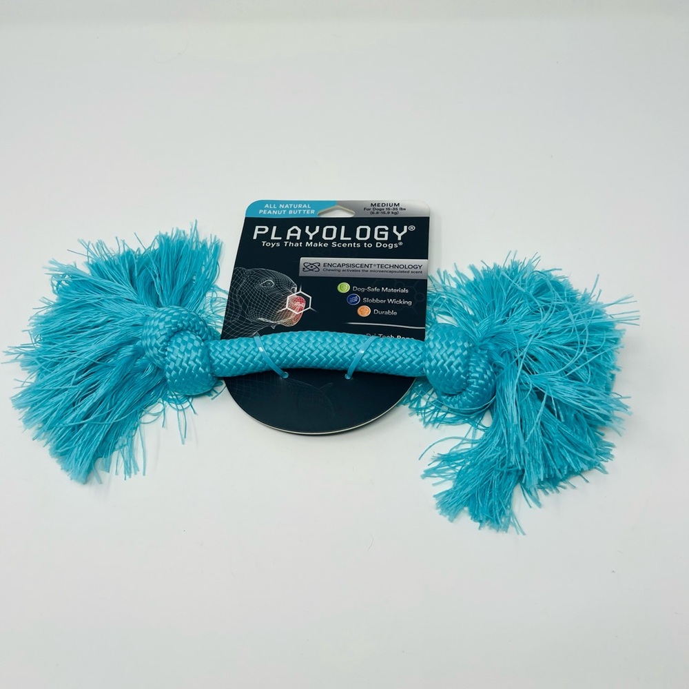 NWT Playology Peanut Butter Flavored Dri-Tech Rope Size Medium dogs 15-35 pounds